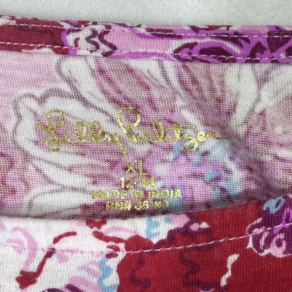 Lilly Pulitzer Lilac Thistle In The Wild Flowers Mini Geanna Dress XL 12/14 Pink